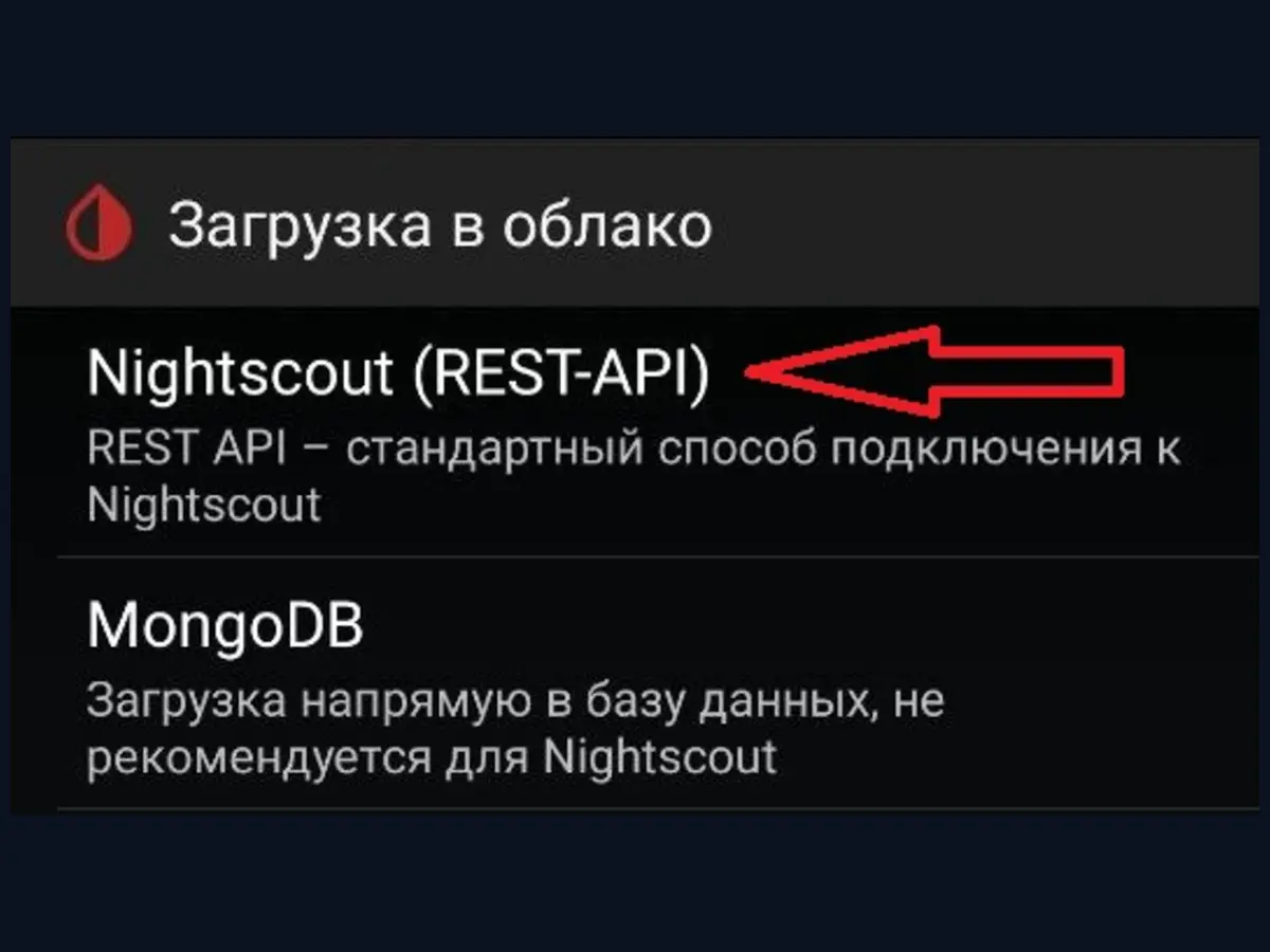 xDrip+ Настройки Загрузка в облако Nightscout REST API